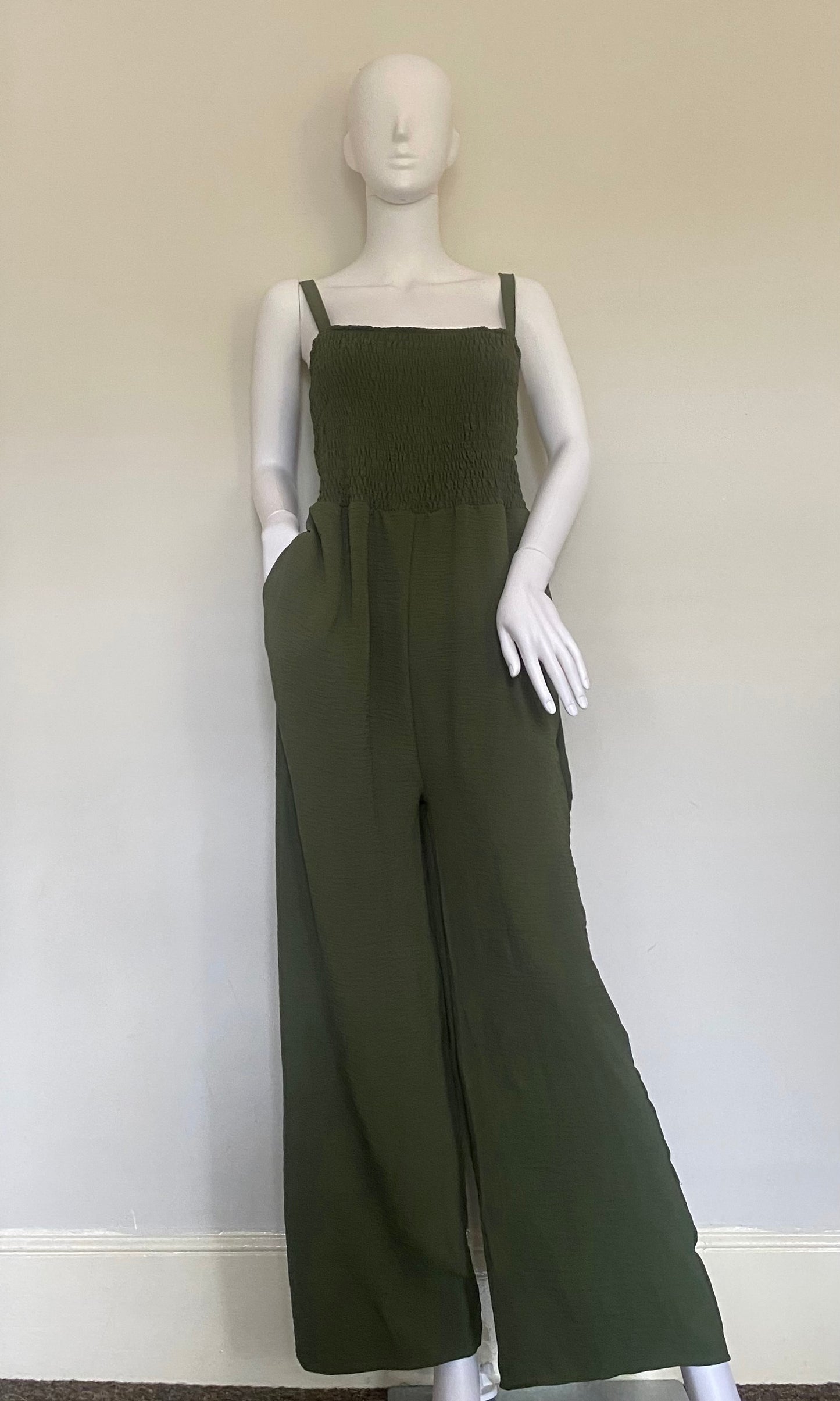 Wide Leg Elasticated Pocket Jumpsuit
