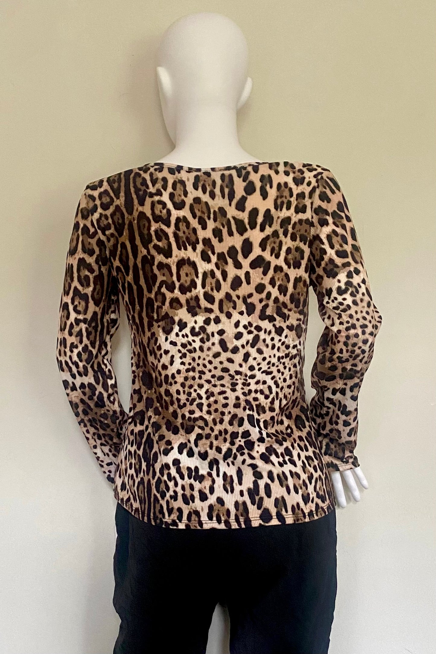 Leopard Ribbed Long Sleeve Top