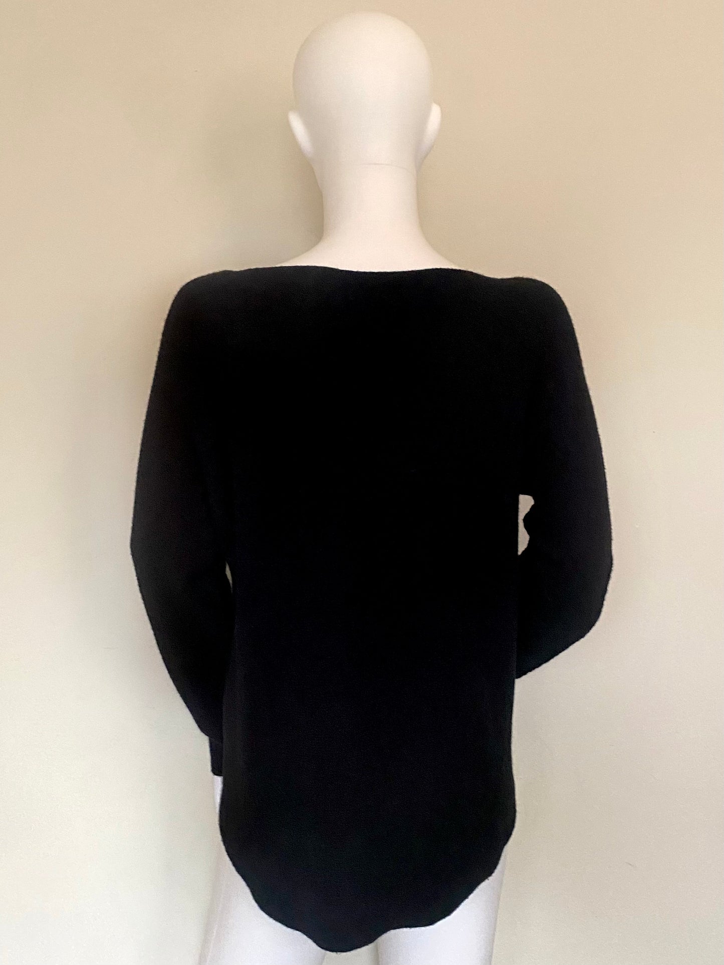 V-Neck Black Raw Edge Jumper
