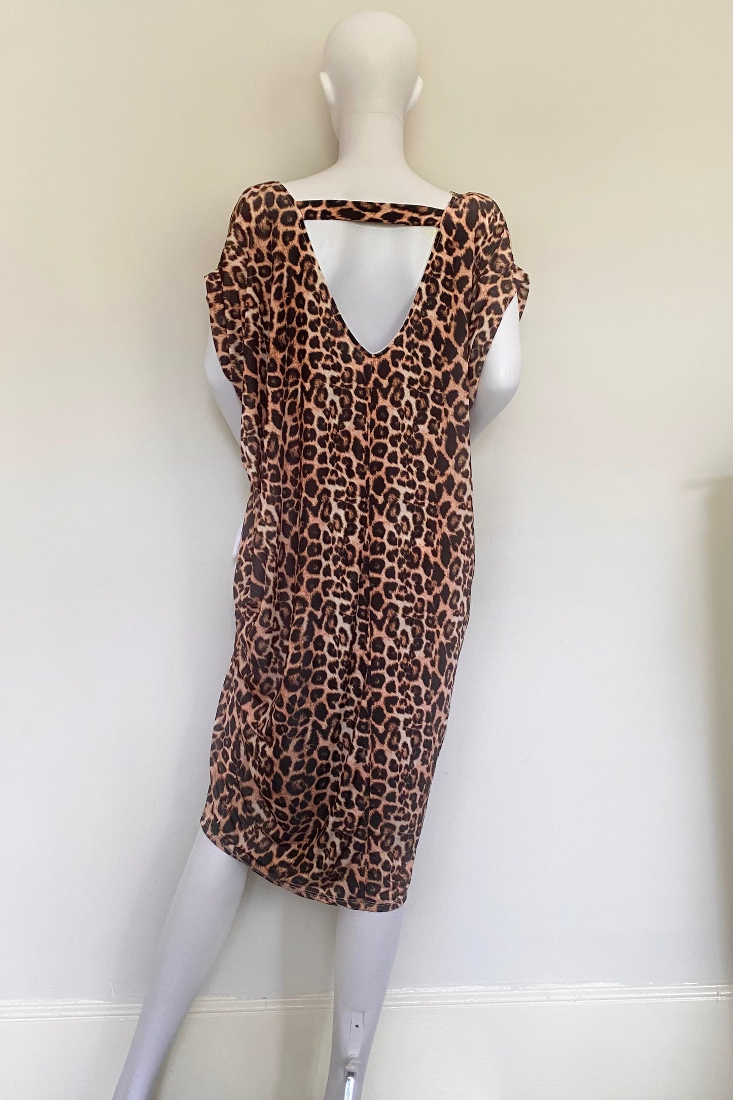 Leopard Print Oversized Double V-Neck Kaftan