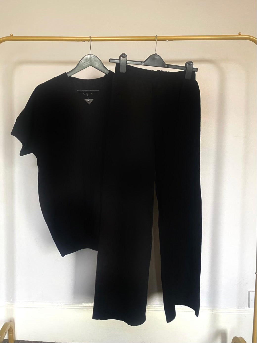 Black Oversized Knitted Vest and Trouser Co-Ord Set