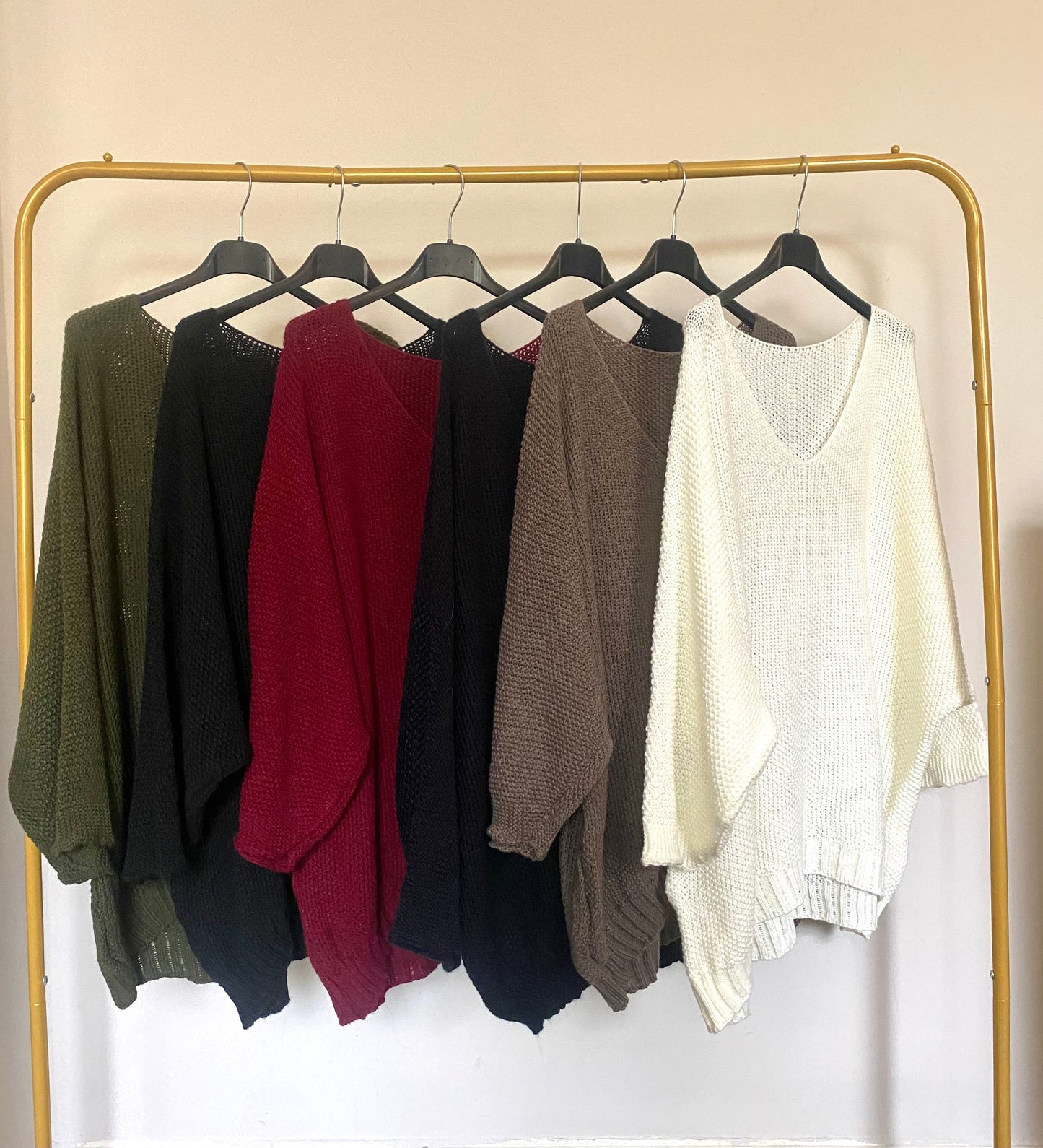 Oversized V-neck Batwing Knit Jumper