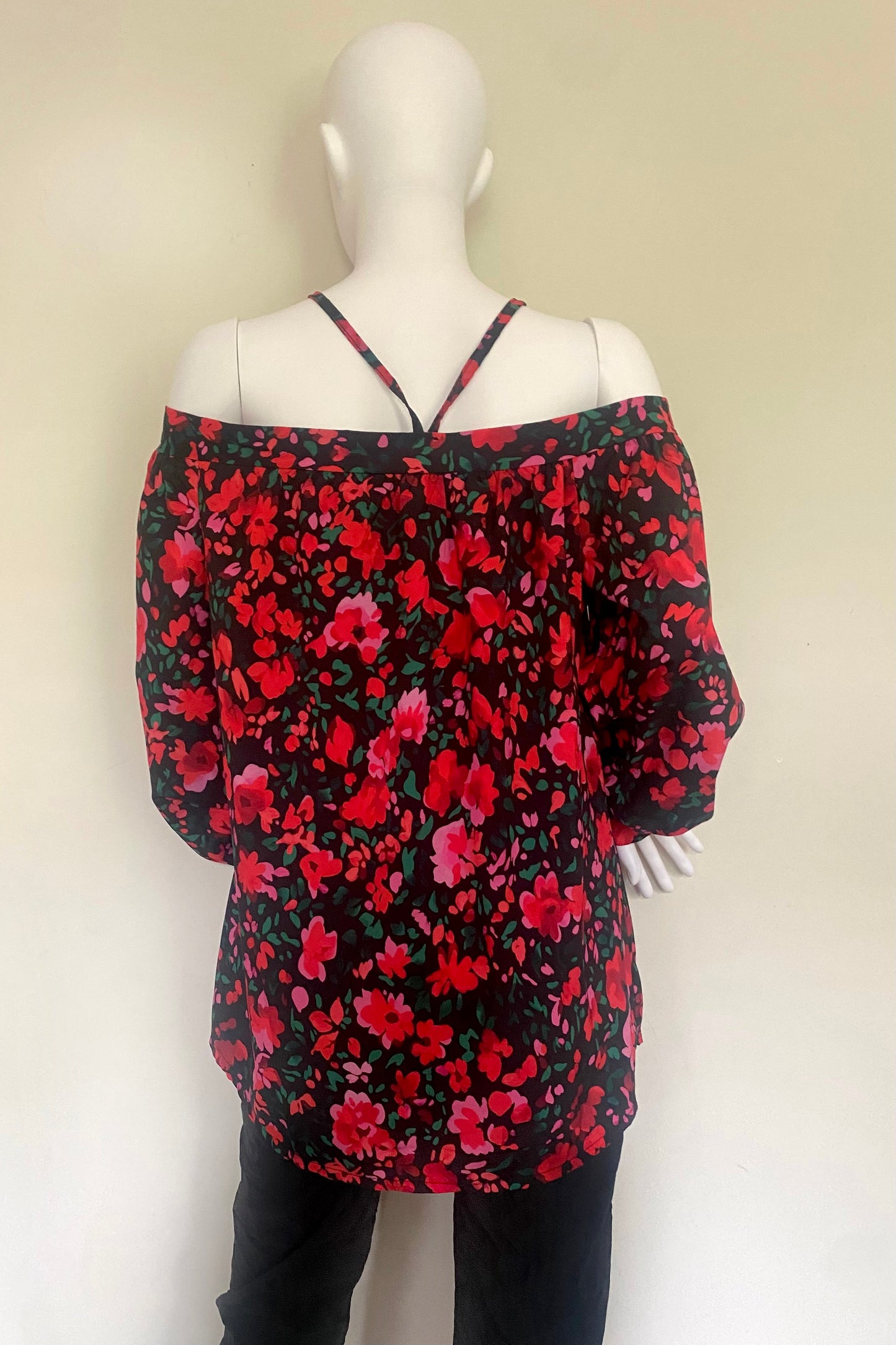 Halterneck Tie Print Blouse