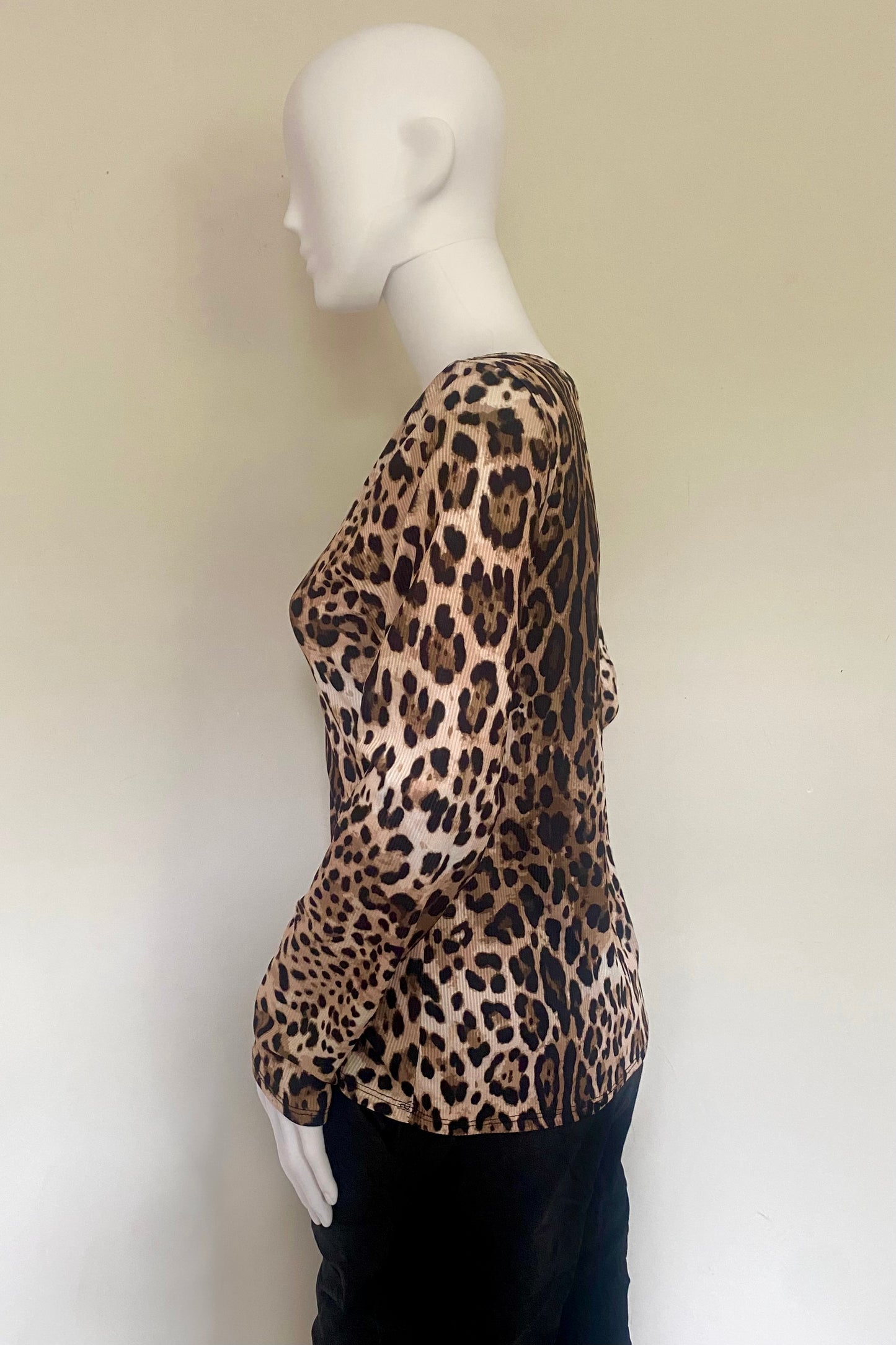 Leopard Ribbed Long Sleeve Top