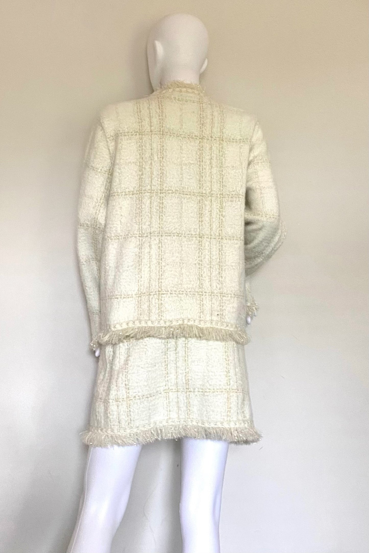 Pearl Button Frayed Boucle Co-Ord Set
