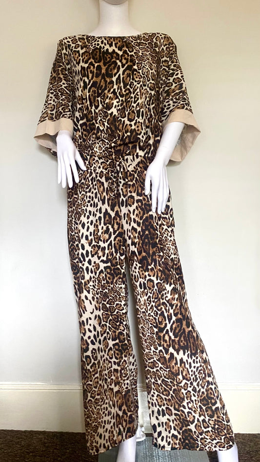 Leopard Print Oversized Top and Trouser Co-Ord Set