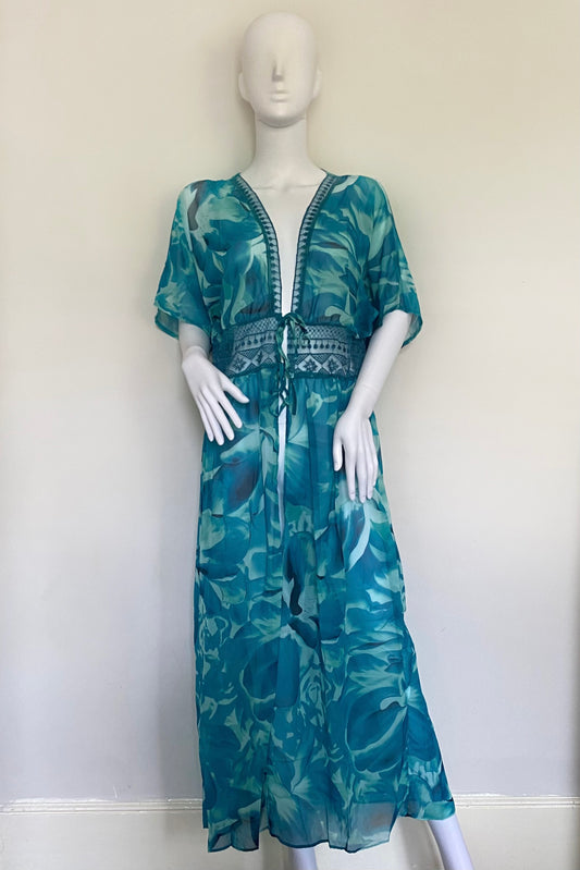 Summer Maxi Tie Lace Detail Kimono
