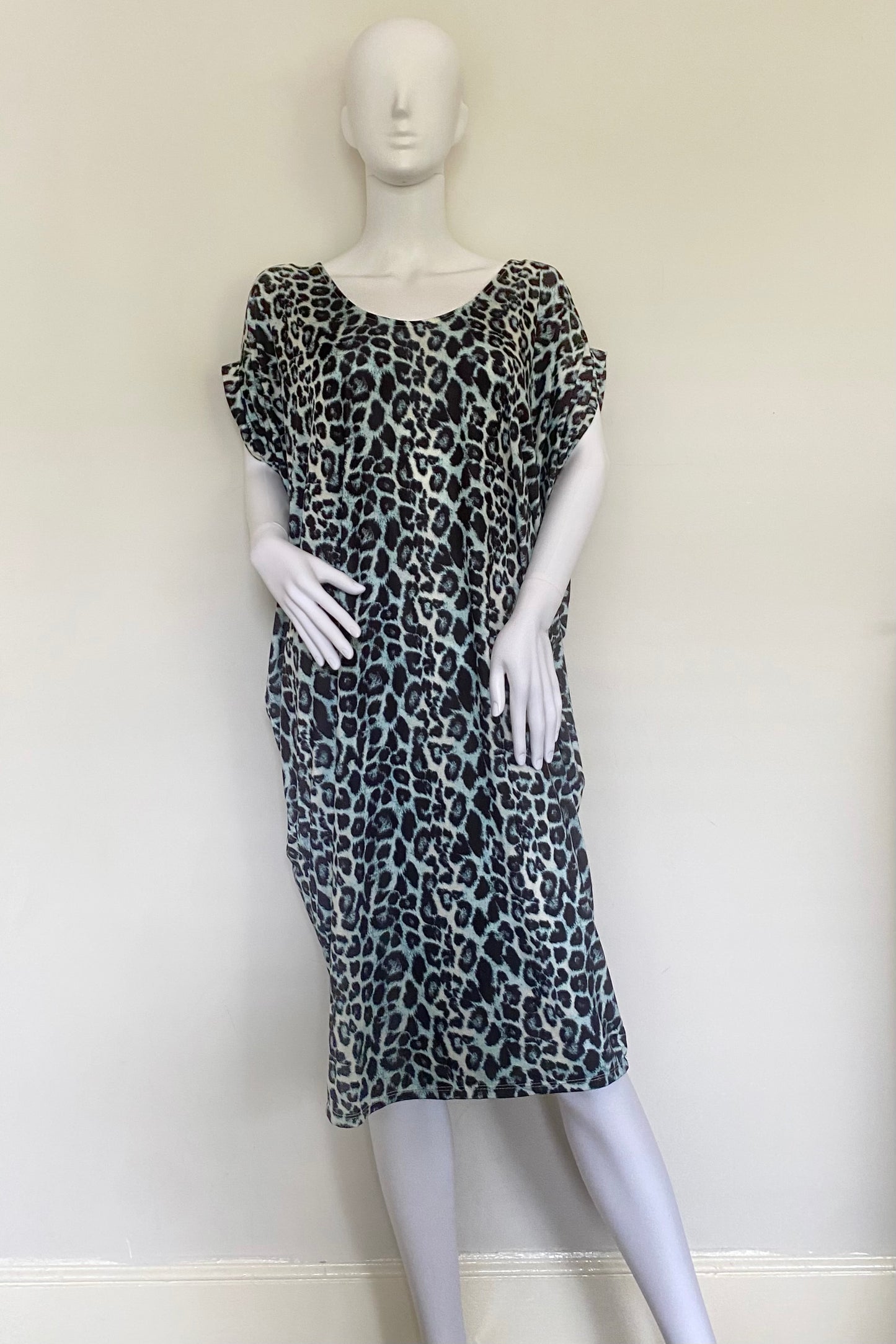Leopard Print Oversized Double V-Neck Kaftan
