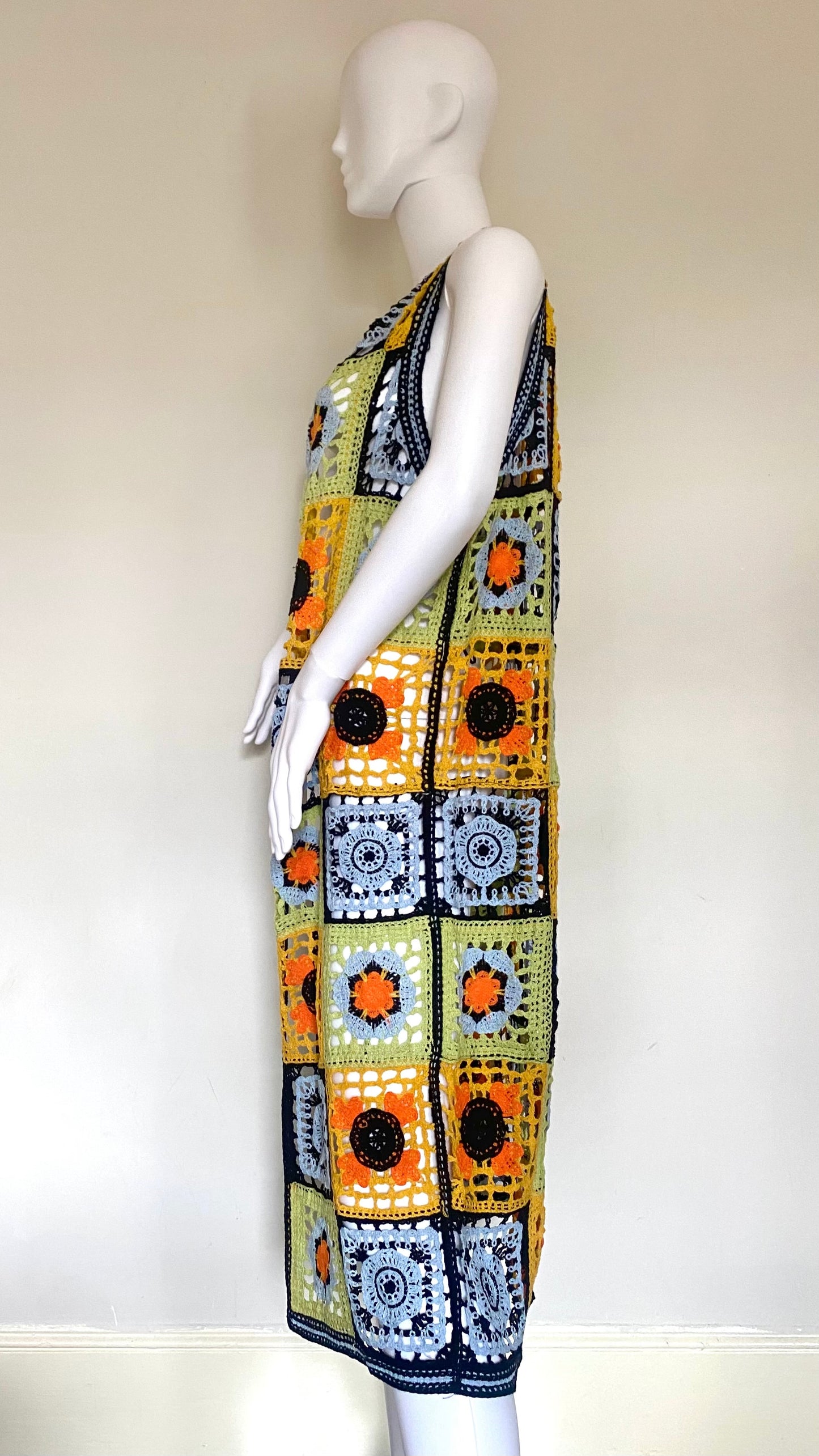 Floral Crochet Longline Sleeveless Cardigan