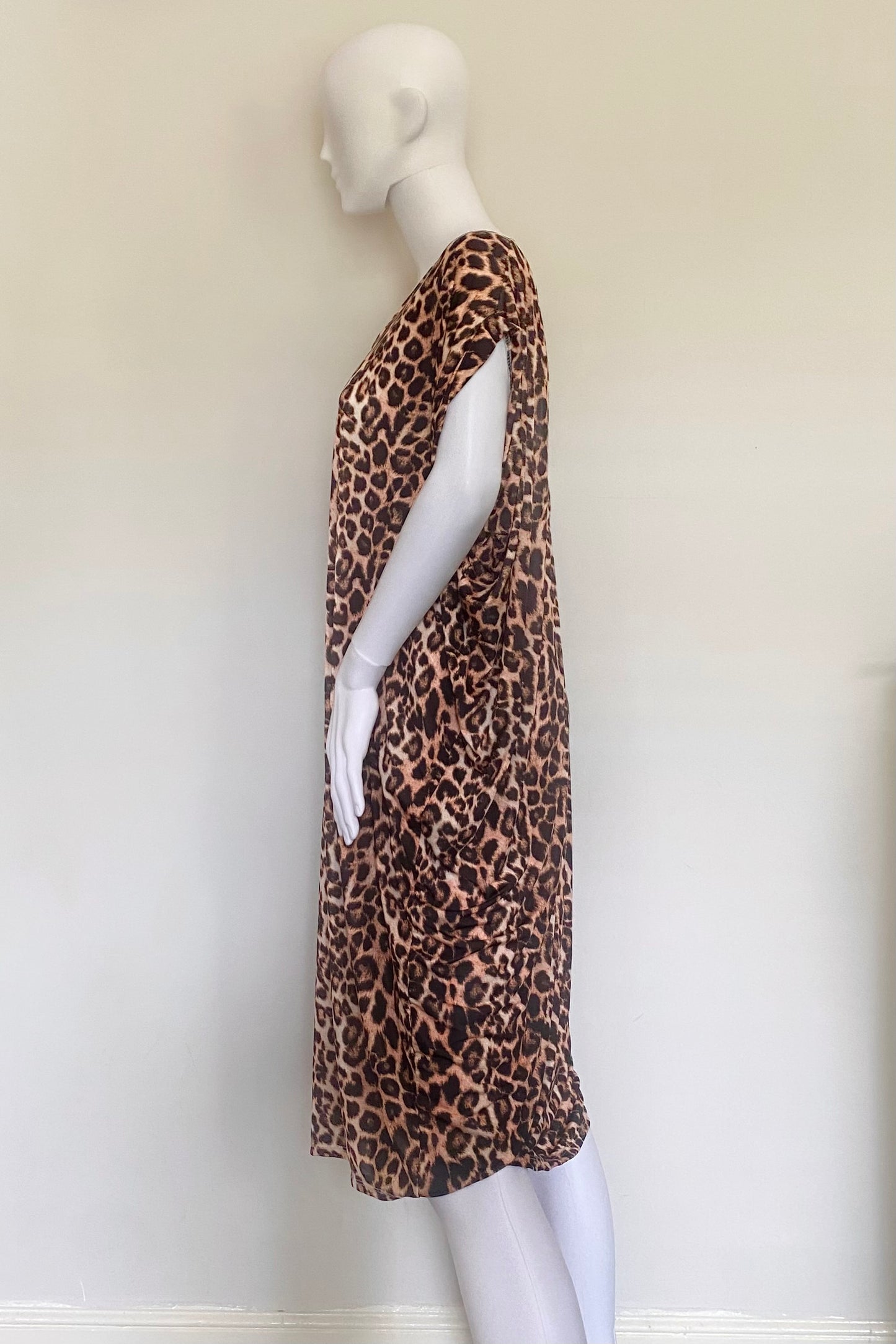 Leopard Print Oversized Double V-Neck Kaftan