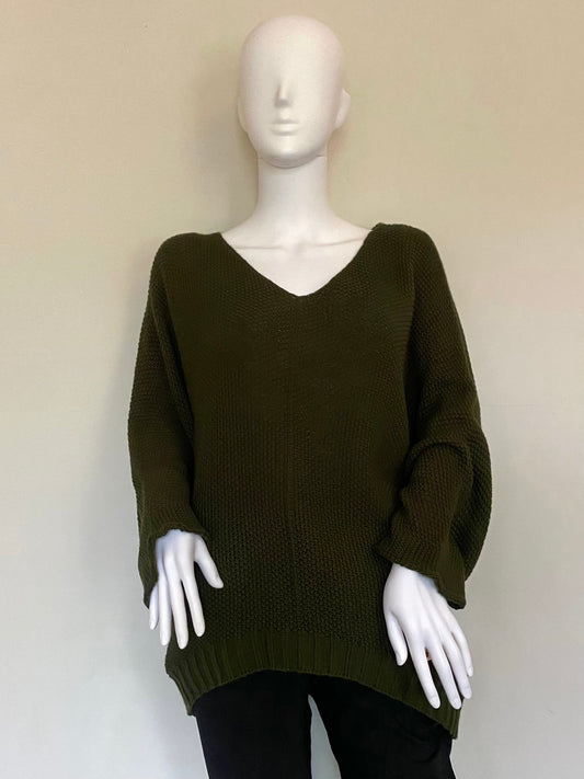 Oversized V-neck Batwing Knit Jumper