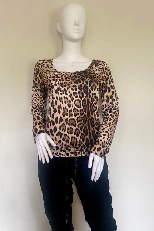 Leopard Ribbed Long Sleeve Top