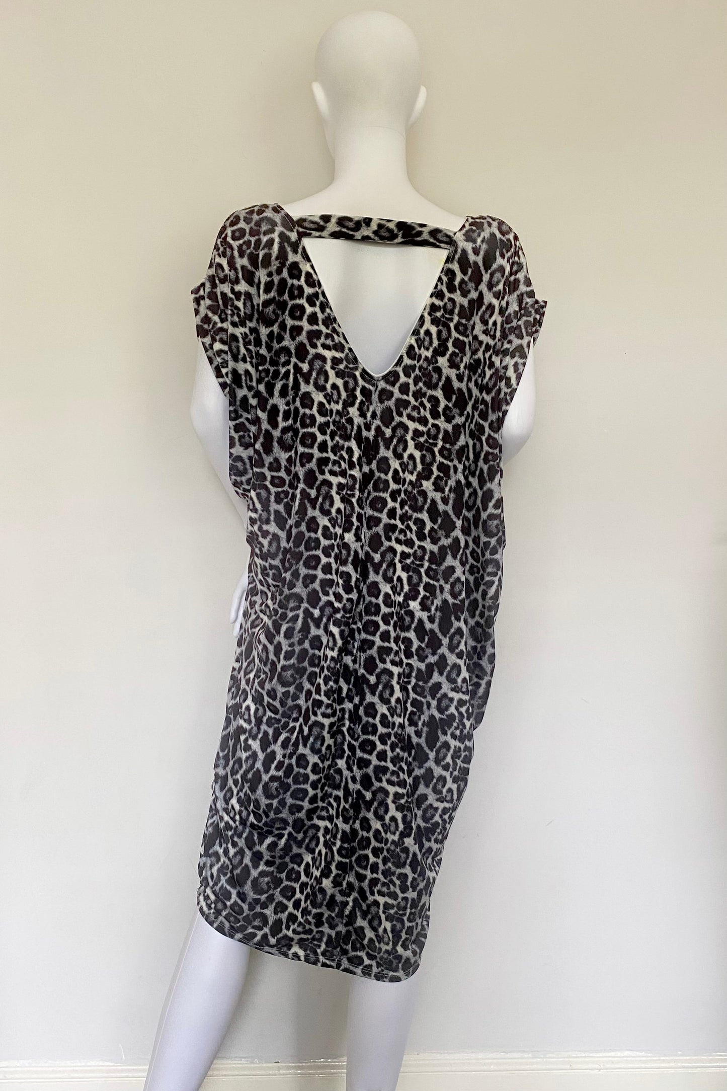 Leopard Print Oversized Double V-Neck Kaftan